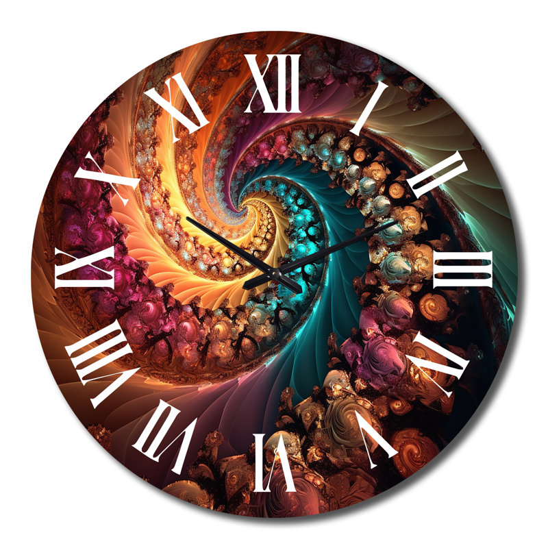 Horloge murale Dark Rainbow Fractal Spiral I, Grand