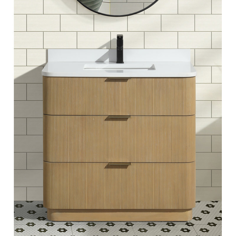 Azam 36'' Single Bathroom Vanity With Engineered Quartz Top