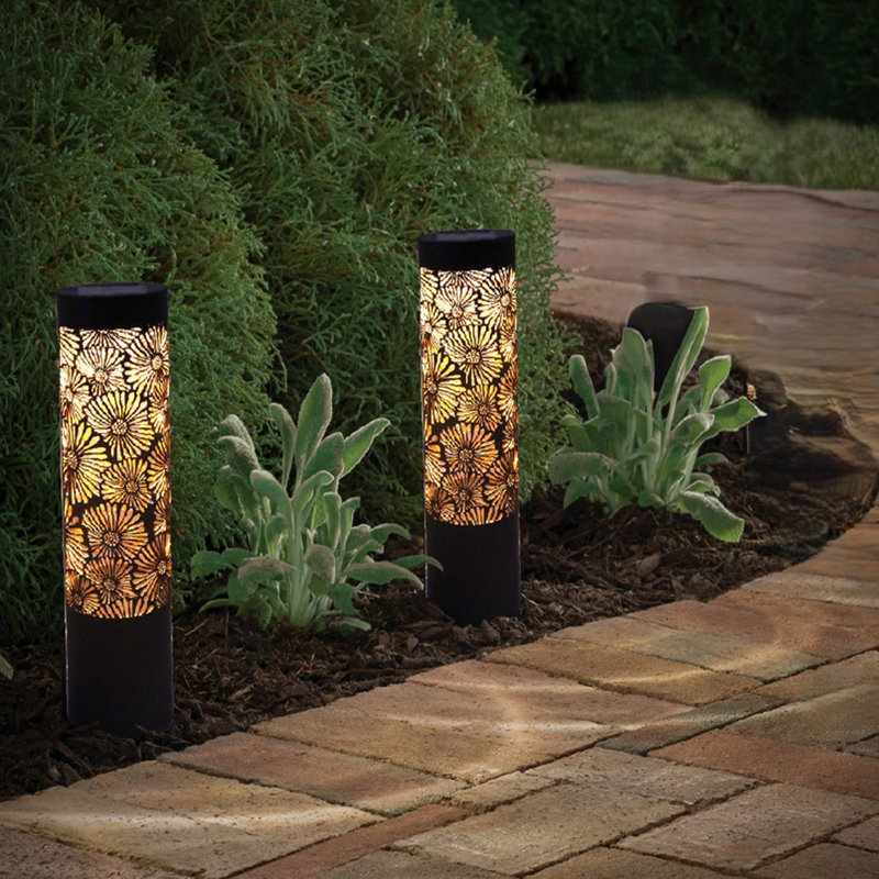 Solar Metal Peony Pathlight 12 Lumens- 2pack