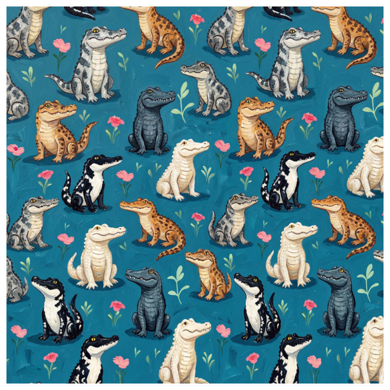 Tapis de bain dessin animé alligators, 34in W x 21in L