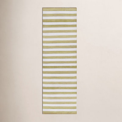 Rockaway Green Hand-Woven Striped Outdoor Rug