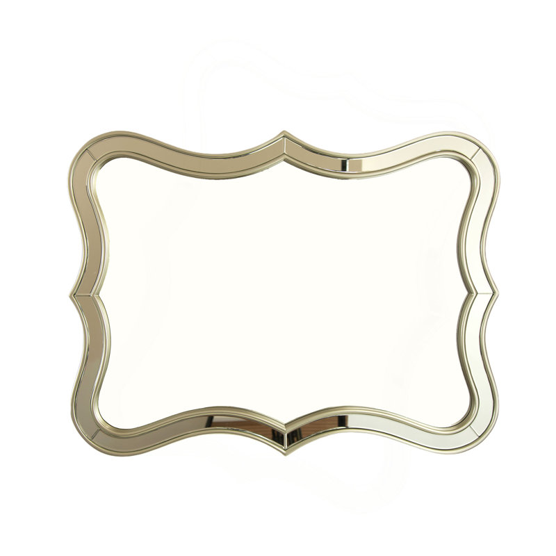 Miroir de 24 po Fleuron, miroir décoratif en forme de vague de style pu de luxe, créant une atmosphère dans l'espace de la maison, convenant à la salle de bain, à la chambre à coucher, au salon, au couloir, au vestibule, etc.