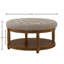 Grande table basse ronde avec repose-pieds capitonnée en lin, parfaite pour la vie moderne et le rangement-8336501