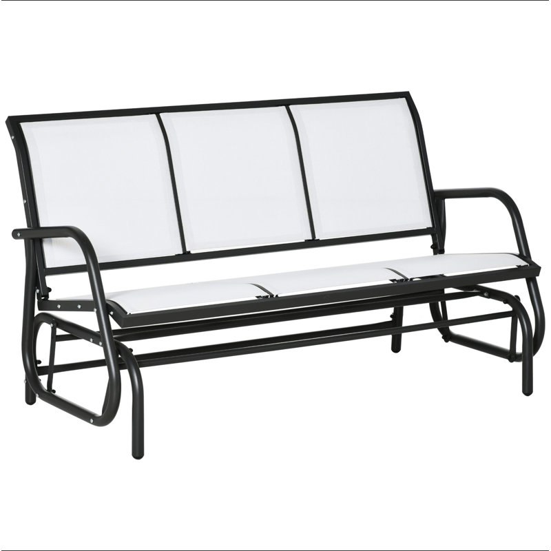 Banc oscillant pour 3 personnes Outsunny, Blanc/Noir