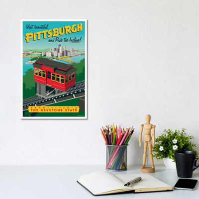 Pittsburgh Incline Travel Poster by Jim Zahniser - Wrapped Canvas Print