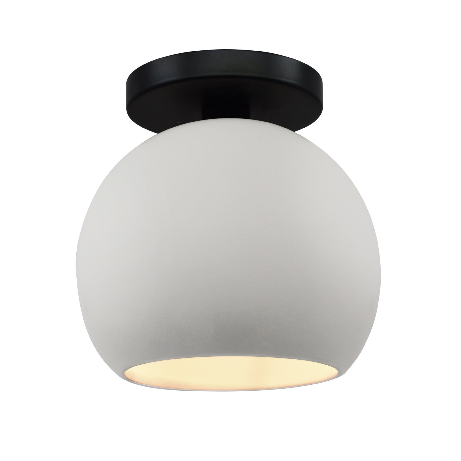 Single Light Ceramic LED Semi Flush Mount, 9" H x 10" W x 10" D, Bisque, Matte Black