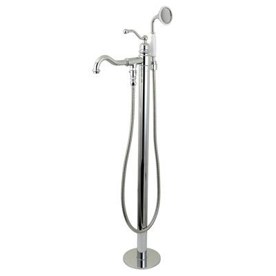 Robinet de baignoire autoportant à poignée simple 1 trou avec pomme de douche à main Kingston Brass English Country