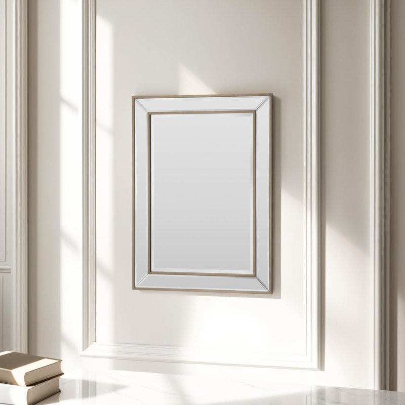 Seamus Bevelled Angled Framed Wall Mounted Accent Mirror, 78cm H x 64.5cm W, Soft Gold