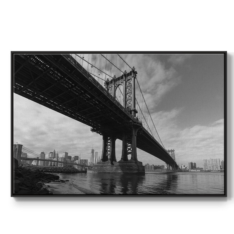 Manhattan Bridge, reproduction d'art sur toile, H 17 po x l 25 po x P 2 po, Noir