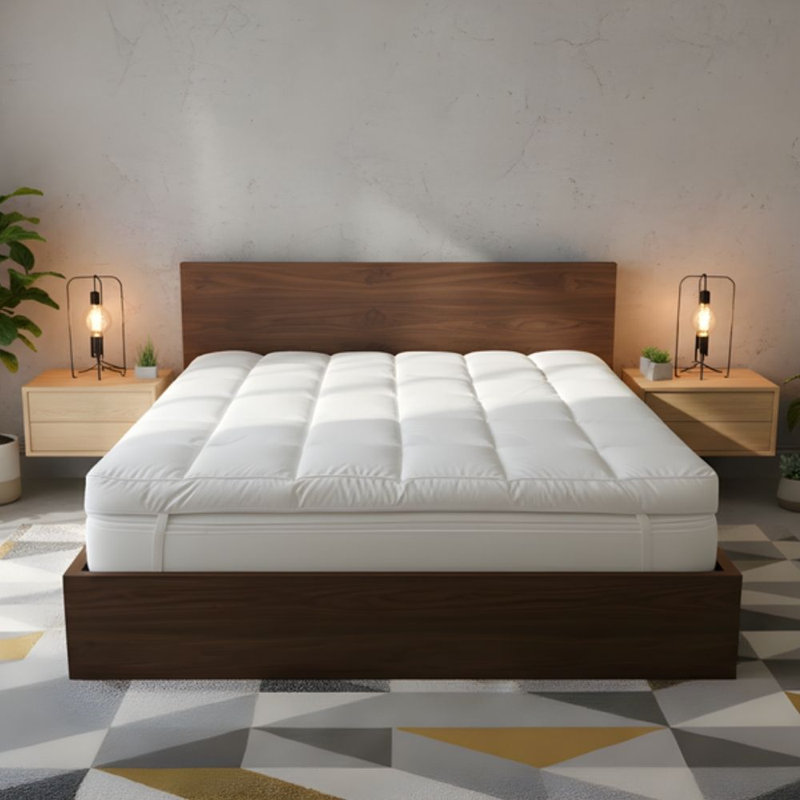 Duck Feather Mattress Topper – Proof T233 Cotton Cover Bed Cushioning, Single (3')