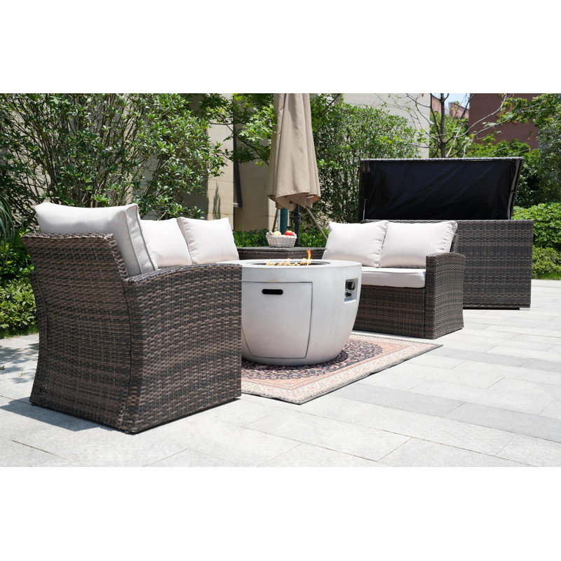 - Person Patio Conversation Set with Cushions, Brown