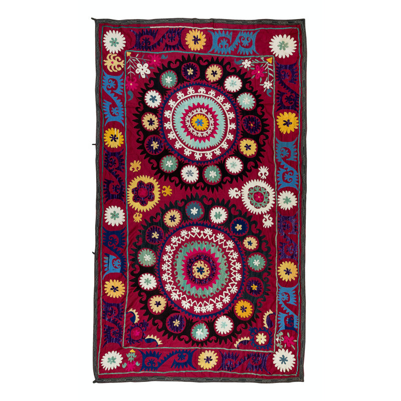 Nappe rétro 56 x 92 po Housse de lit en soie brodée à la main. Décoration murale traditionnelle