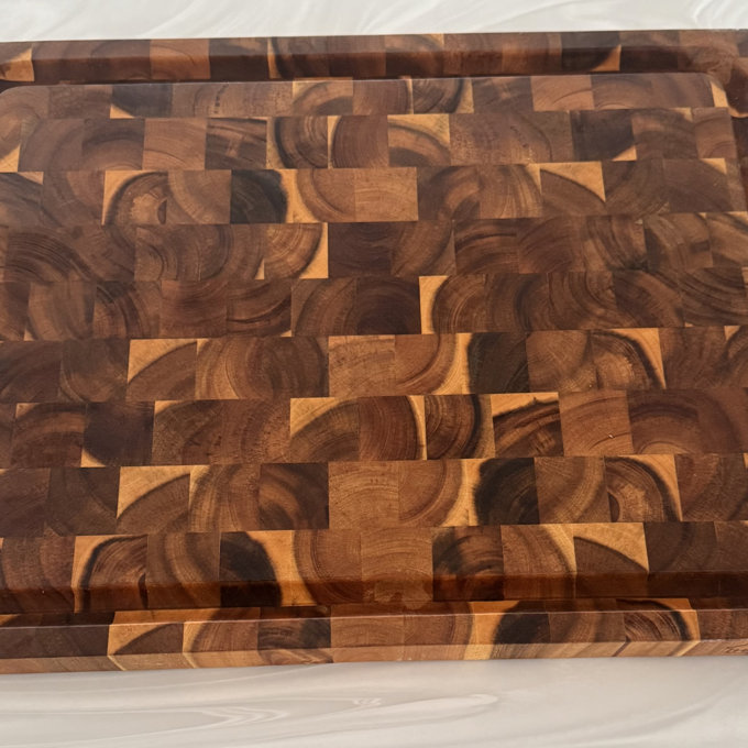 Howard End Grain Acacia Solid Wood Cutting Board - Reversible Extra Large Butcher Block with Juice Groove and Easy Grip Handle for Chopping, Serving, and Meal Prep - 24" x 18"