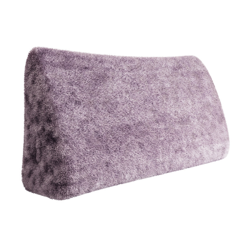 Sit-up Back Comfort Plush Fur Headboard Wedge Reading Pillow Back Support Backrest Cushion Compression, Queen, Purple