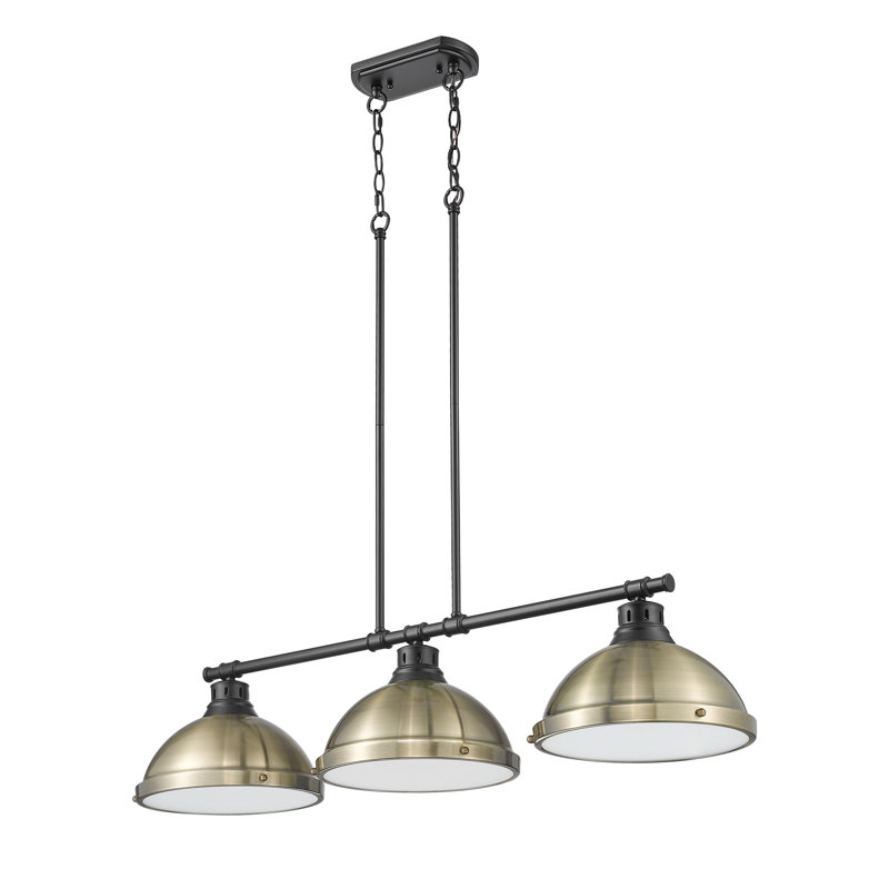 Laramy 3-Light Linear Pendant, Aged Brass, Matte Black