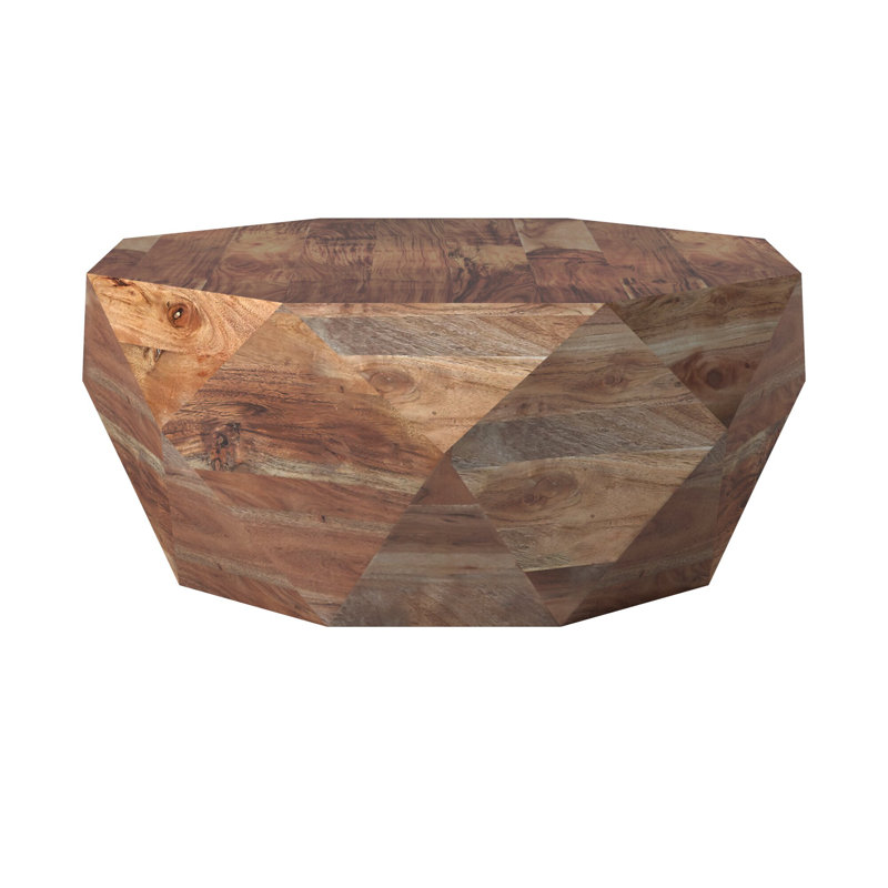 Table basse en bois massif Luzader, Brun naturel