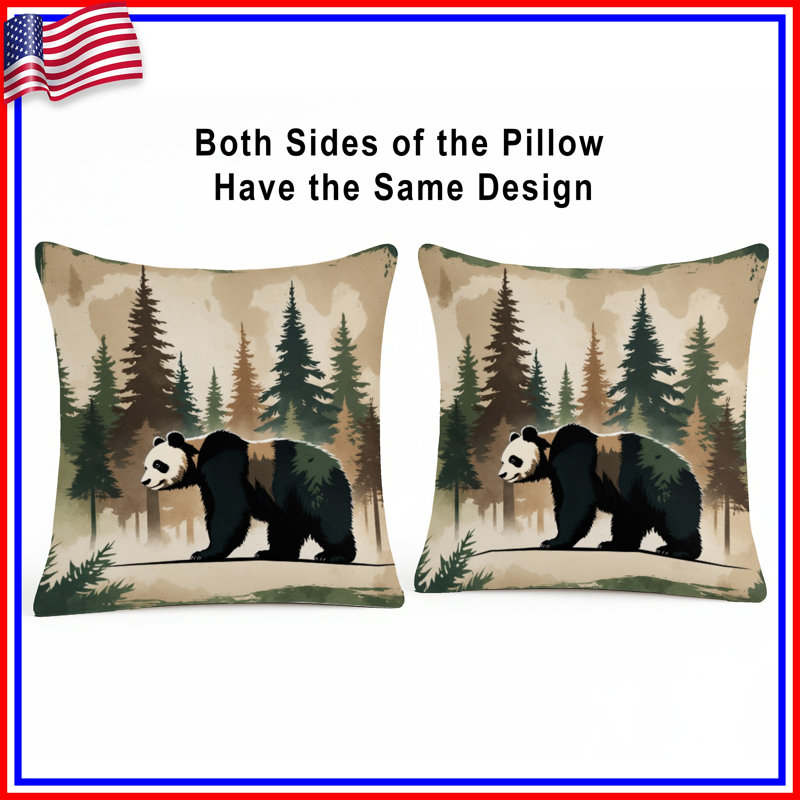 Panda Forest Illustration Double Sided Throw Pillows, 20 x 20 inches