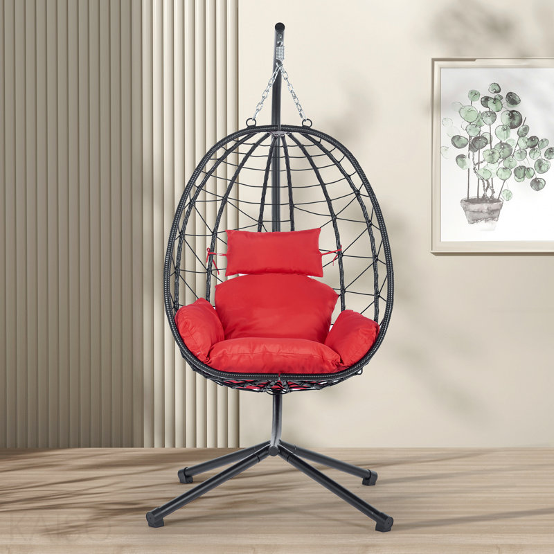 Fauteuil à œufs avec support Balancelle d'extérieur pour l'extérieur en osier