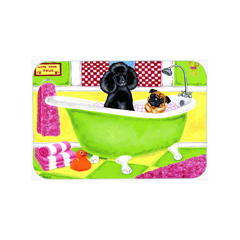 Baignoire de caroline pour les trésors pour deux avec planche à découper en verre caniche et carlin