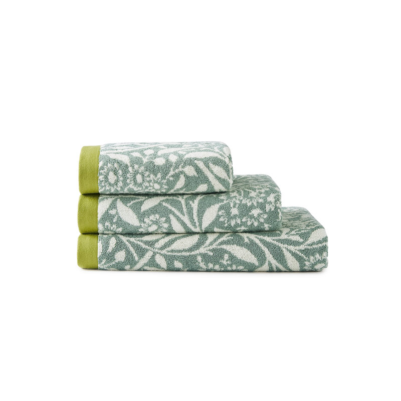100% Cotton, Bath Towel, Green Floral