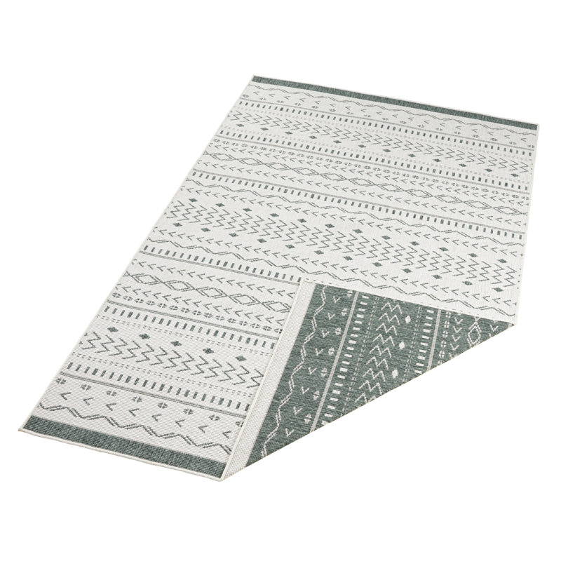 Kuba Woven Green Rug, Rectangle 200 x 290cm