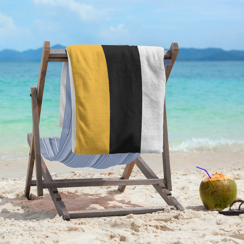 Boston Lightweight Beach Towel, Yellow/Black/White, Poly/Cotton
