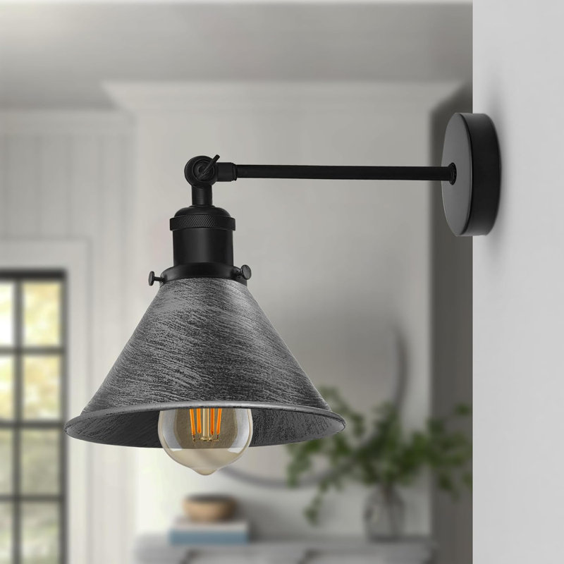 Aybar Armed Sconce, Satin Nickel, 17cm H x 22cm W x 17cm D, Brushed Silver
