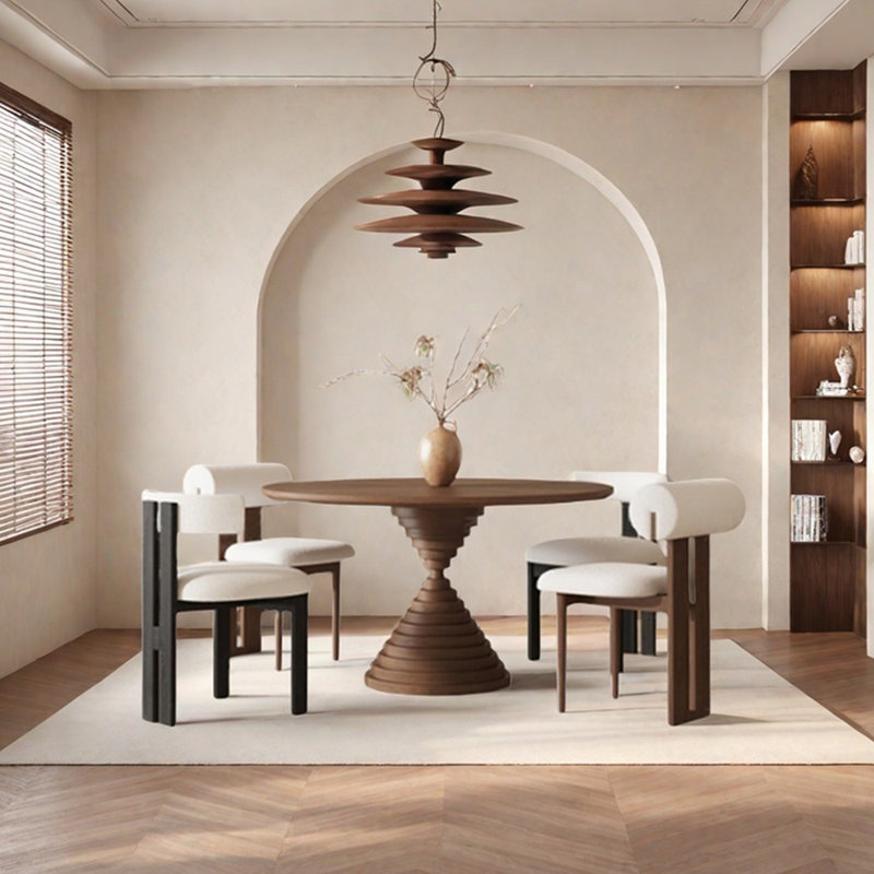 Round unique simple dining table, 29.53”H x 51.18”L x 51.18”W