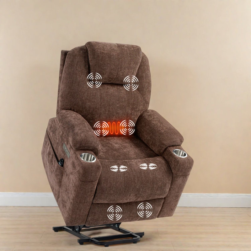 Fauteuils élévateurs électriques, structure en métal recouverte de chenille, brun moderne pour la maison
