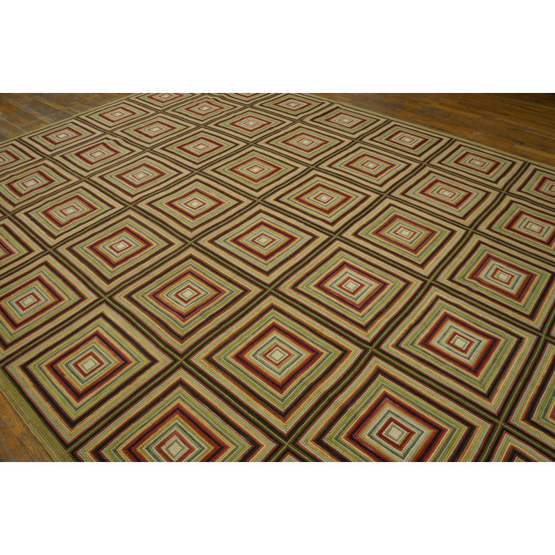 Flatweave Wool Geometric Area Rug