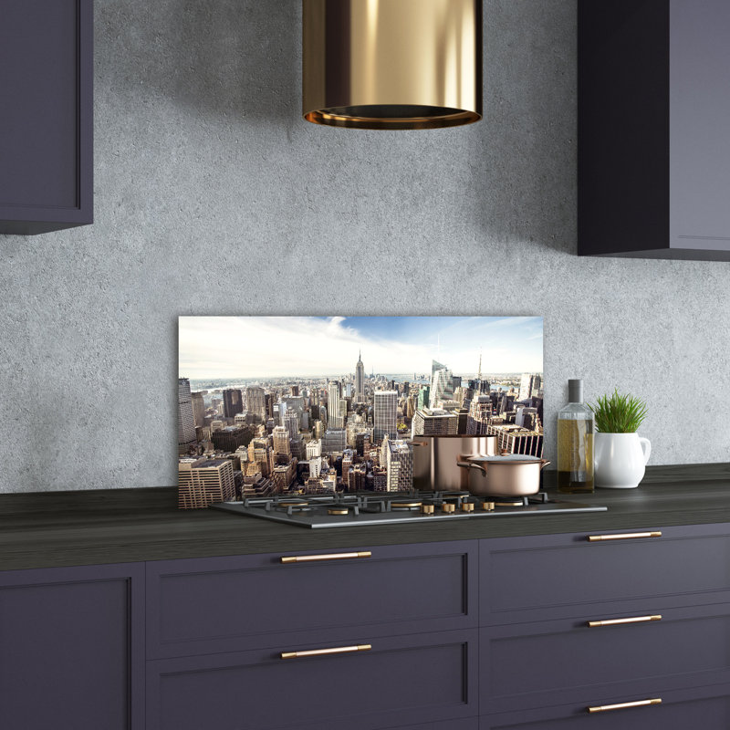 Alfye Blue - New York - No Frame Print on Glass