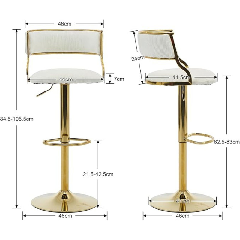 Swivel Upholstered Adjustable Height Counter Bar Stools Velvet Counter Chairs with Curved Chic Hollow Backrest Stools for Kitchen Home Pub Restaurant