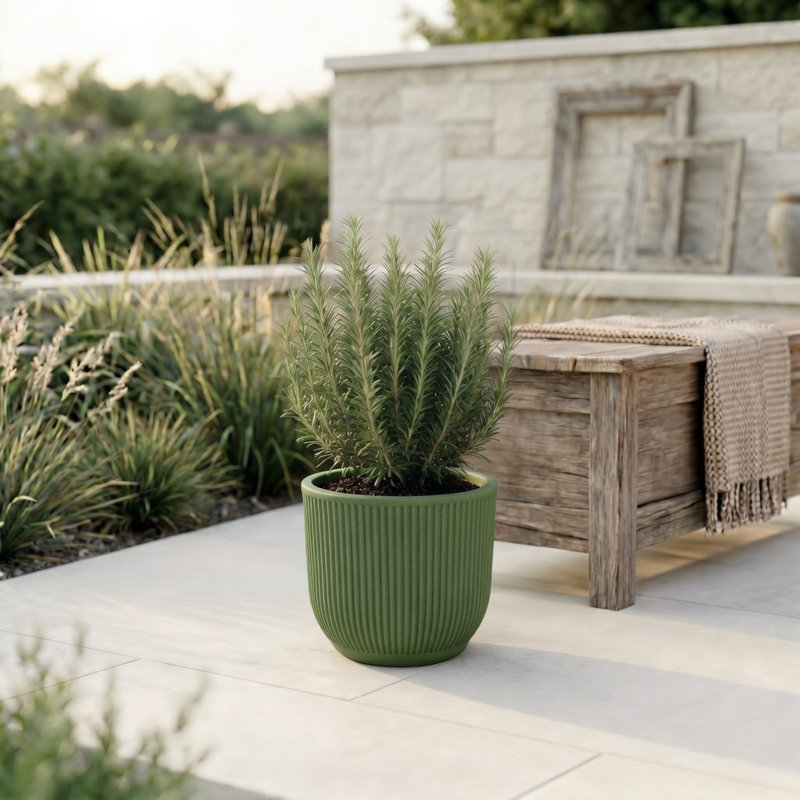 Ciya ECOBO Eco-Friendly Round Pot Planter, Garoa Indoor/Outdoor Four Season Use, 11.4" H x 11.4" W x 11.4" D, Green