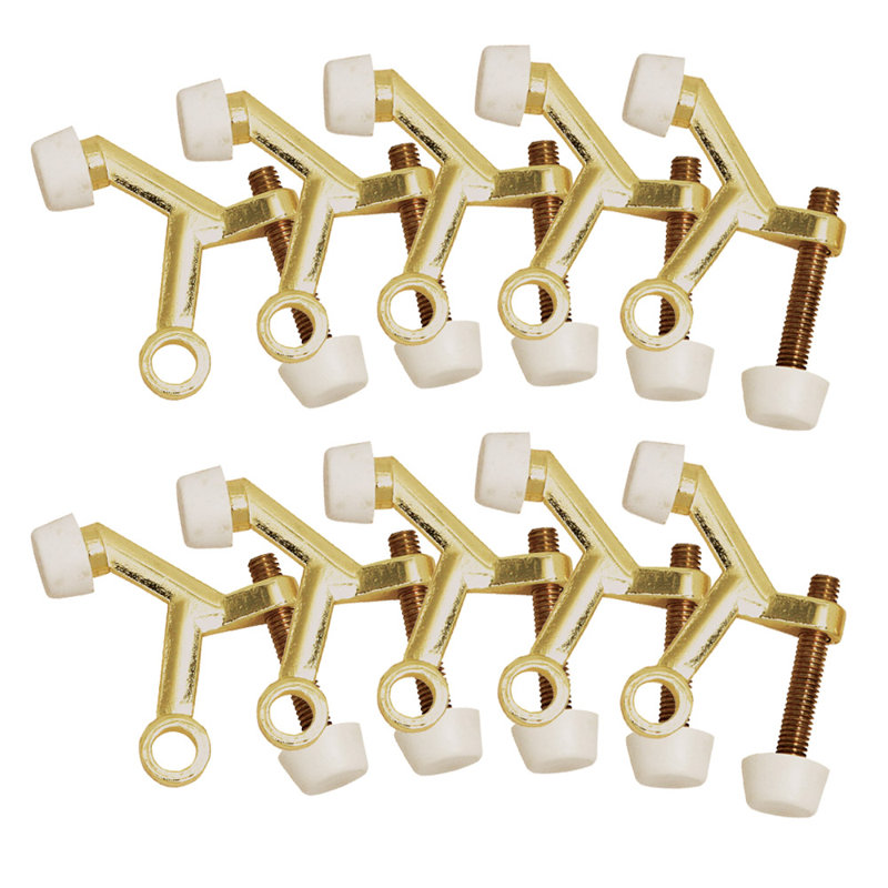 2-1/10 in. x 1-3/4 in. Standard Hinge Pin Door Stop Value Pack, Polished Brass