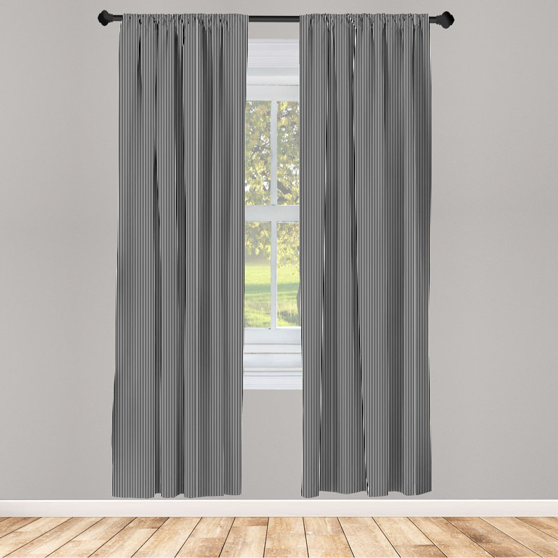 Pinstripe Striped Semi-Sheer Rod Pocket Curtain Panels, 28" x 63"