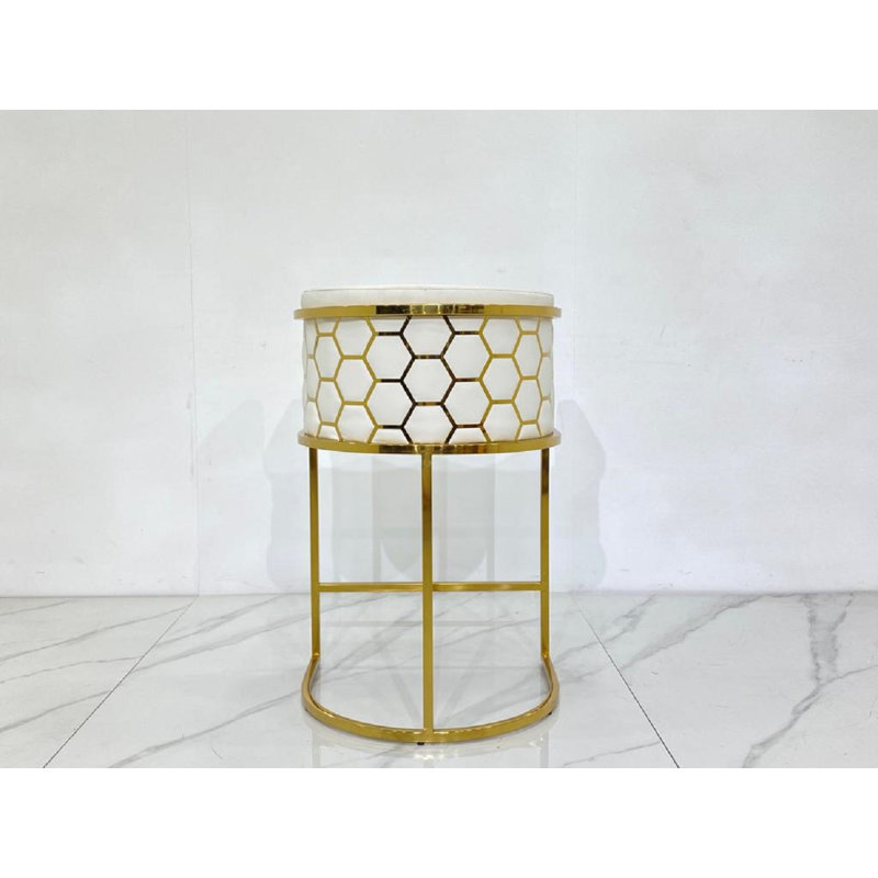 Badarish Upholstered Counter Stool with Metal Frame, White
