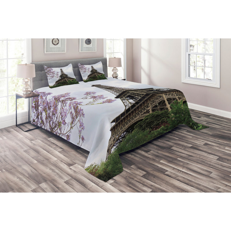 Eiffel Tower Eclectic Coverlet, King Bedspread + 2 Shams