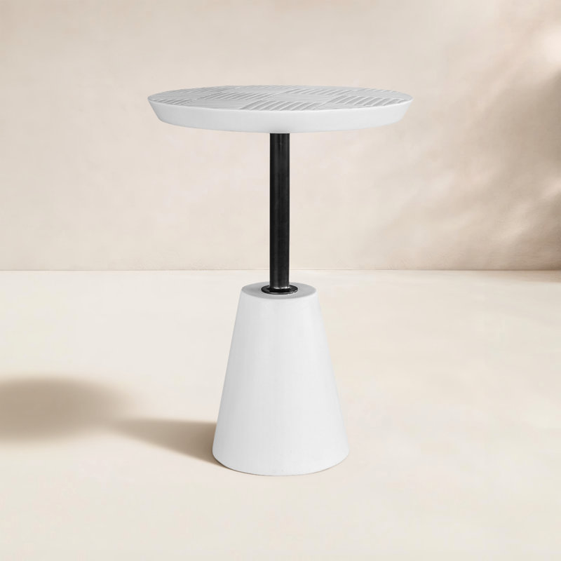 Niles Round Metal Outdoor Side Table , 14'' in. W 14'' in. D, White