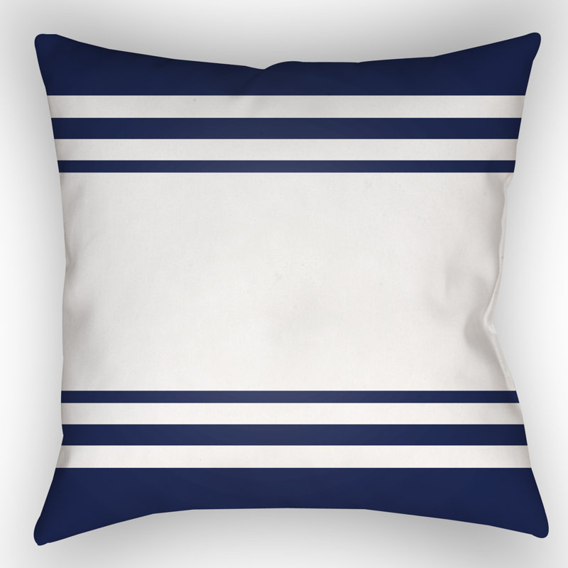 Striped Outdoor Throw Pillow, 18" H x 18" W x 4" D, Blue