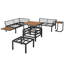 Outdoor Conversation Set 6 Places With 2 Sofas, 1 Stool And 1 Lift-Top Coffee Table Grey