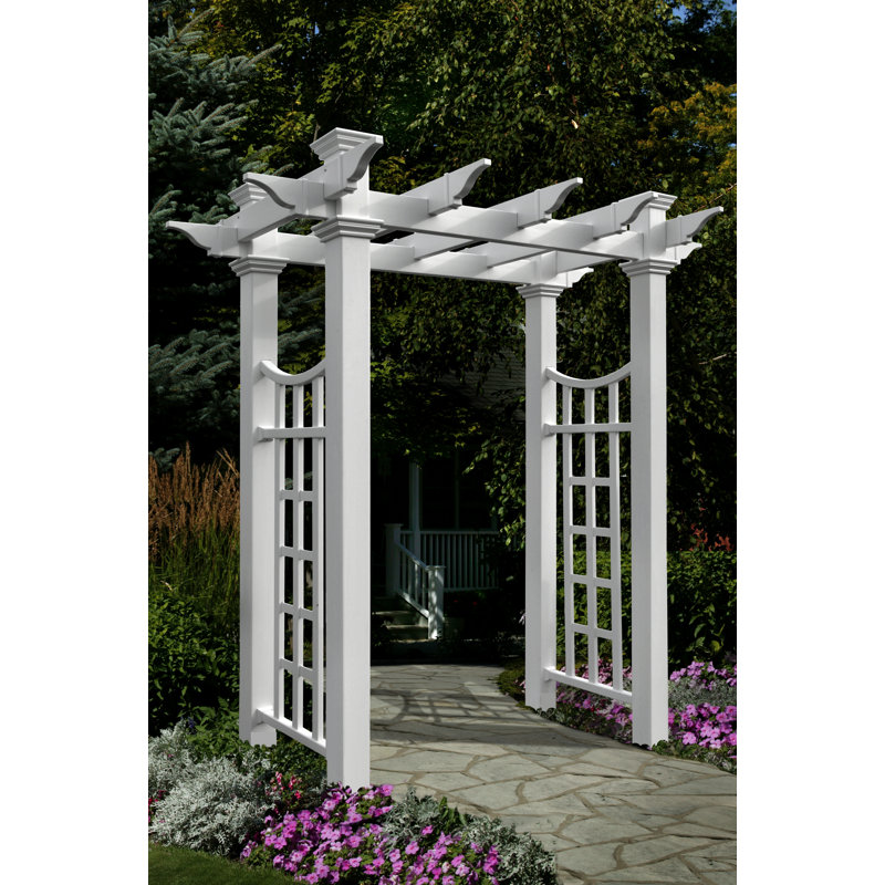 White Vinyl Garden Arbor with Smooth Semi-Gloss Finish