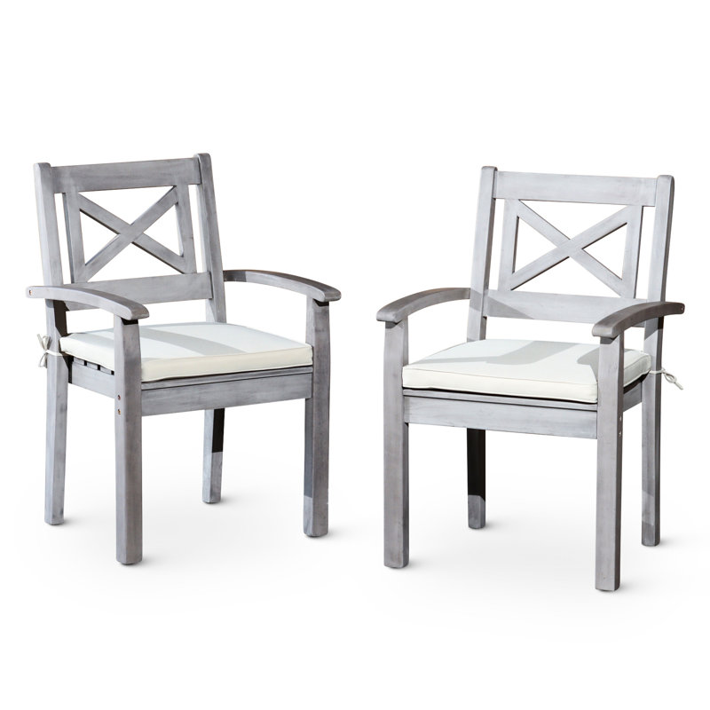 Chaises de salle à manger d'extérieur en bois massif pour 2 personnes - Gris argenté pour 2 personnes
