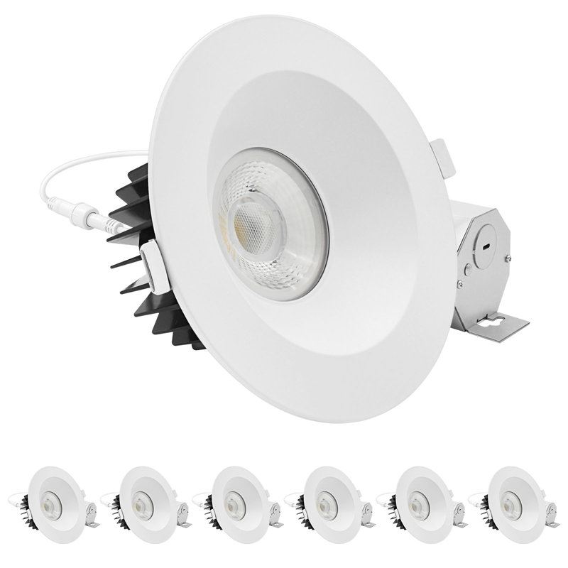 Luminaire encastré à DEL de 6 pouces Luxrit, avec lumière blanche ronde, 22W, 1800LM, 5CCT, faisceau à 38 °, intensité variable, Twist-N-Lock, CRI90, ETL