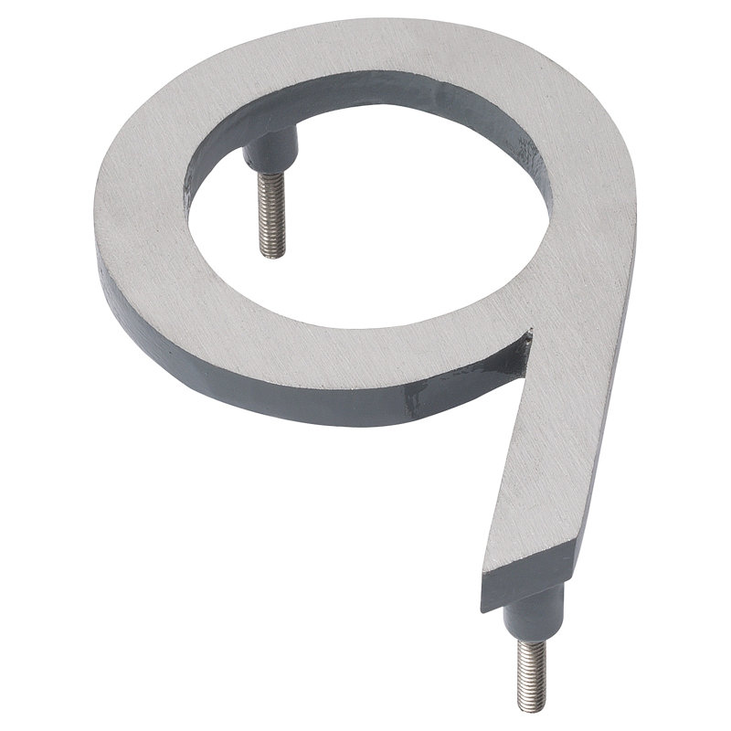 l 4 pi 5 po x Numéro de maison à fixation flottante, 9, Nickel satiné / gris