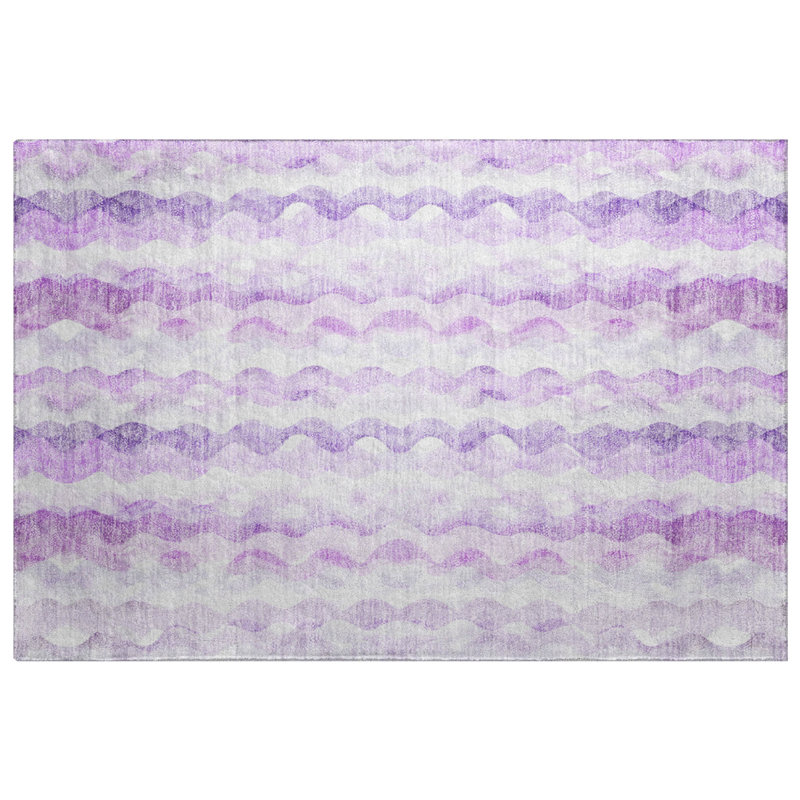 Premium Machine Washable Dream Shag ADS195 Ribbons Rug, 2'6" x 3'10", Purple