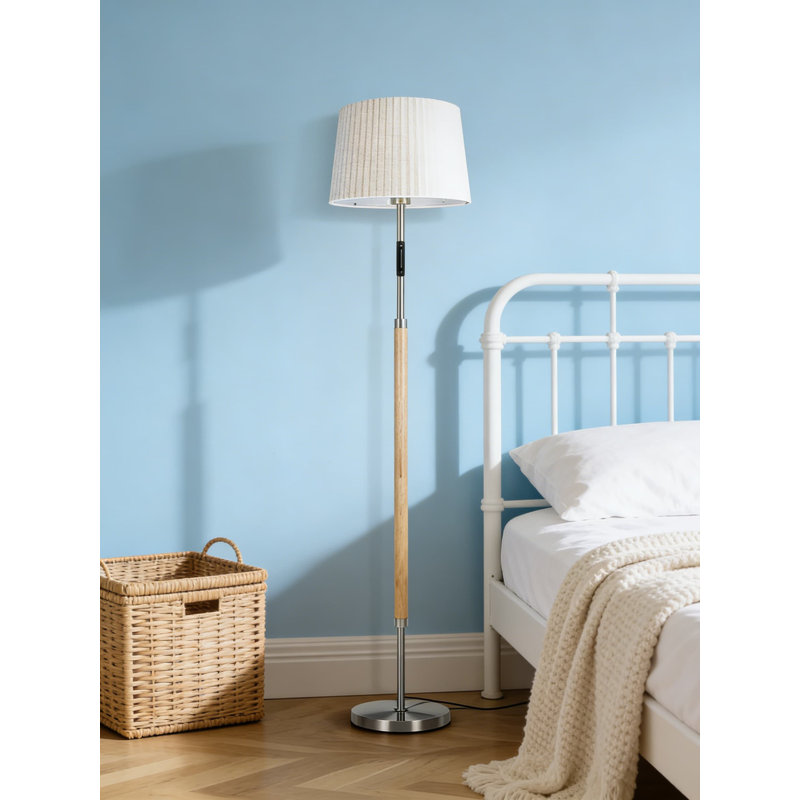 Mid Century Modern Wood Floor Lamp With Remote & Touch Control, Dimmable Led Standing Lamp With 4 Color Temperatures For Living Room, Bedroom, Office