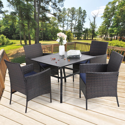Leonard 4 - Person Patio Dining Set with Square Table , Cushions Included