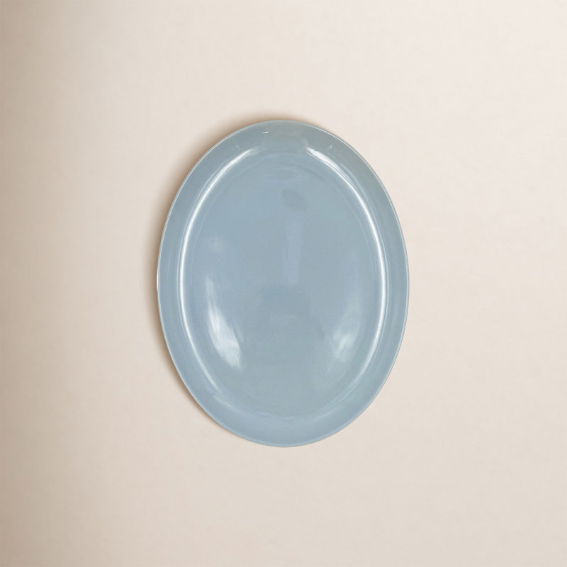 Canvas Home Shell Bisque Porcelain Oval Serving Platter, Blue, Large