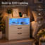 Night Stand Storage Cabinet Bedside Table with Led Lights and Sockets