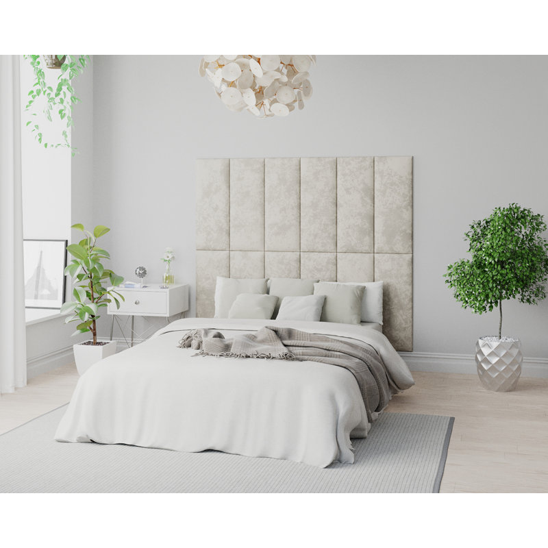 Kamau 30 cm x 75 cm Peel and Stick Upholstered Wall Paneling in Pearl